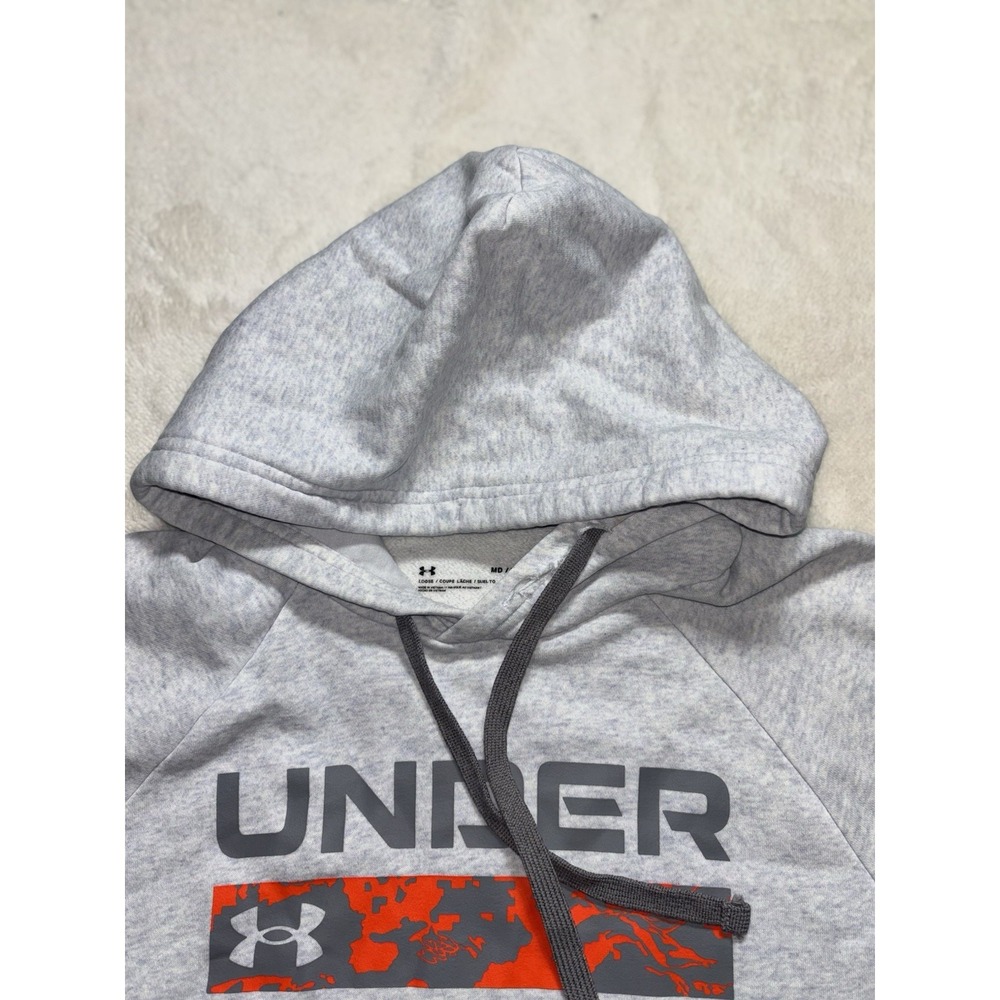 Under Armour Orange Camo Strip Hoodie Sweatshirt Size M Loose Fit - Picture 6 of 8